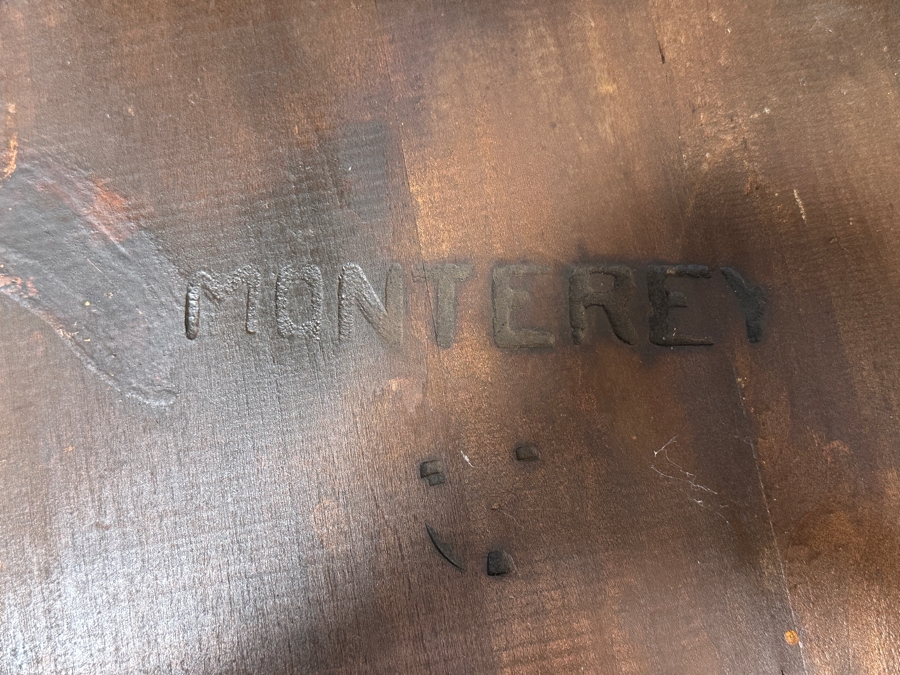 Rare 1930s Old California Signed Monterey Furniture (4) Hand Painted Wooden Chairs Each Individually Signed Monterey And Hand Painted Wooden Table Signed Monterey Underneath 46W X 34D X 30H With 2 10' Leaves [Photo 12]