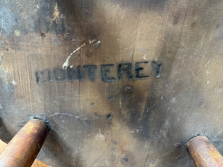 Rare 1930s Old California Signed Monterey Furniture (4) Hand Painted Wooden Chairs Each Individually Signed Monterey And Hand Painted Wooden Table Signed Monterey Underneath 46W X 34D X 30H With 2 10' Leaves [Photo 14]