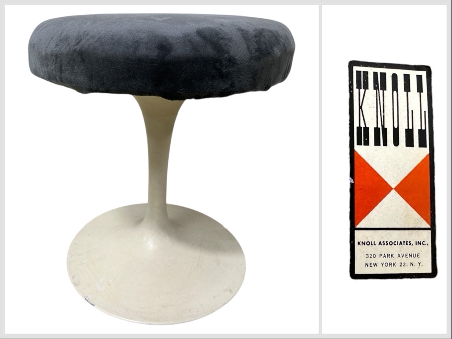 Vintage Mid-Century Modern Knoll Eero Saarinen Tulip Stool With Slipcover 15W X 16H