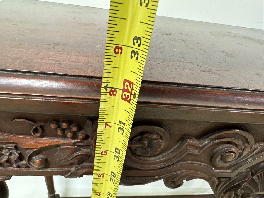 Vintage Imperial Grand Rapids Michigan Hand Carved Wooden Entry Table With Drawer 32W X 14D X 32H [Photo 14]