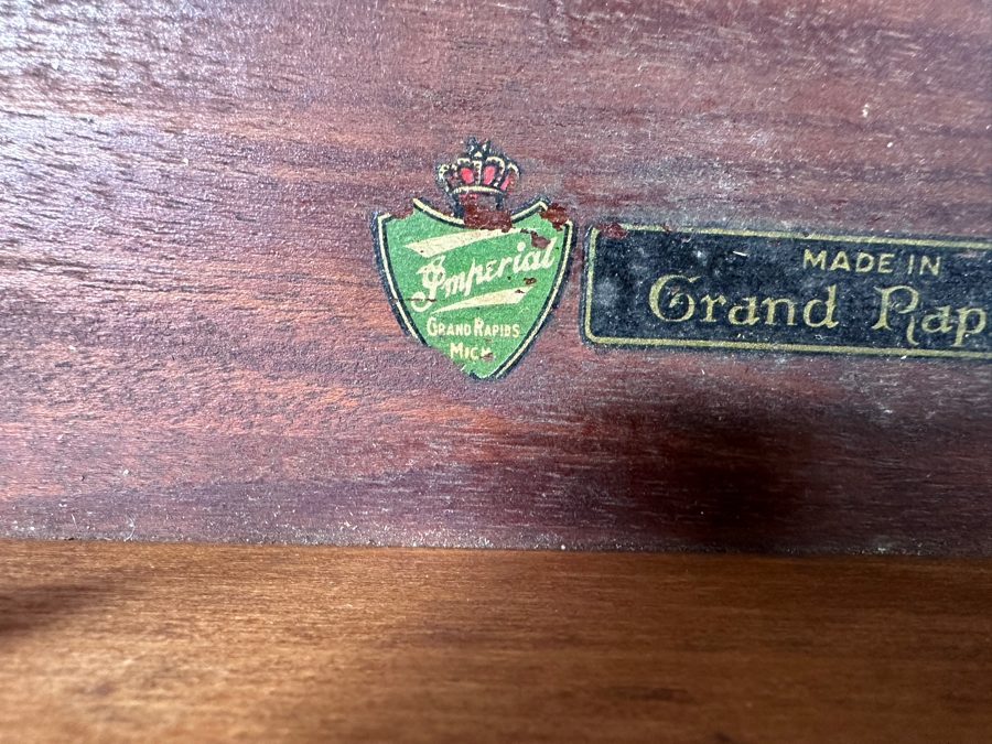 Vintage Imperial Grand Rapids Michigan Hand Carved Wooden Entry Table With Drawer 32W X 14D X 32H [Photo 9]