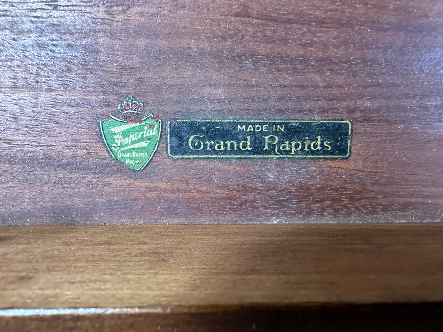 Vintage Imperial Grand Rapids Michigan Hand Carved Wooden Entry Table With Drawer 32W X 14D X 32H [Photo 8]