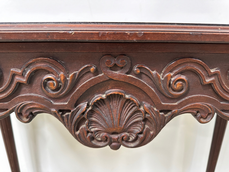 Vintage Imperial Grand Rapids Michigan Hand Carved Wooden Entry Table With Drawer 32W X 14D X 32H [Photo 5]