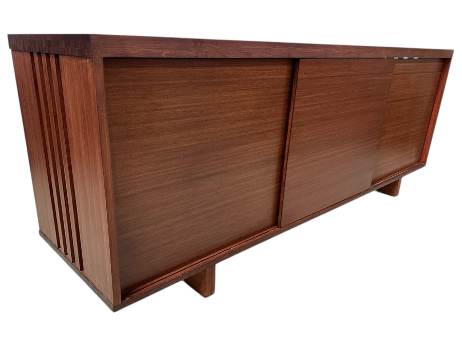 Wooden George Nakashima Style Cabinet Credenza With Three Sliding Doors Make Unknown 72W X 19D X 27H [Photo 2]