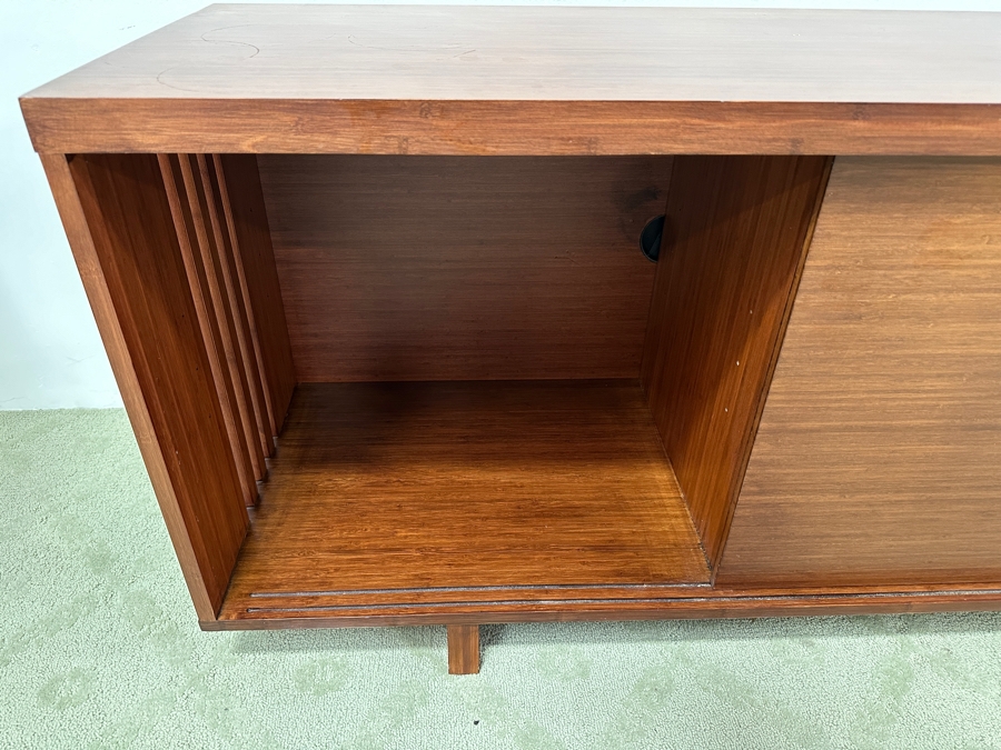 Wooden George Nakashima Style Cabinet Credenza With Three Sliding Doors Make Unknown 72W X 19D X 27H [Photo 8]