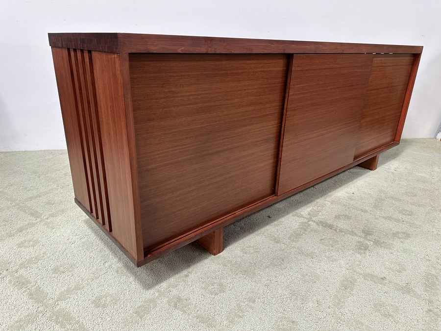 Wooden George Nakashima Style Cabinet Credenza With Three Sliding Doors Make Unknown 72W X 19D X 27H [Photo 9]