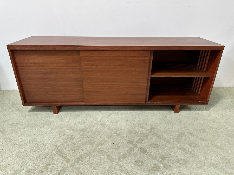 Wooden George Nakashima Style Cabinet Credenza With Three Sliding Doors Make Unknown 72W X 19D X 27H [Photo 4]