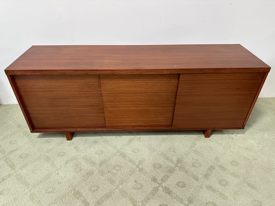 Wooden George Nakashima Style Cabinet Credenza With Three Sliding Doors Make Unknown 72W X 19D X 27H [Photo 3]