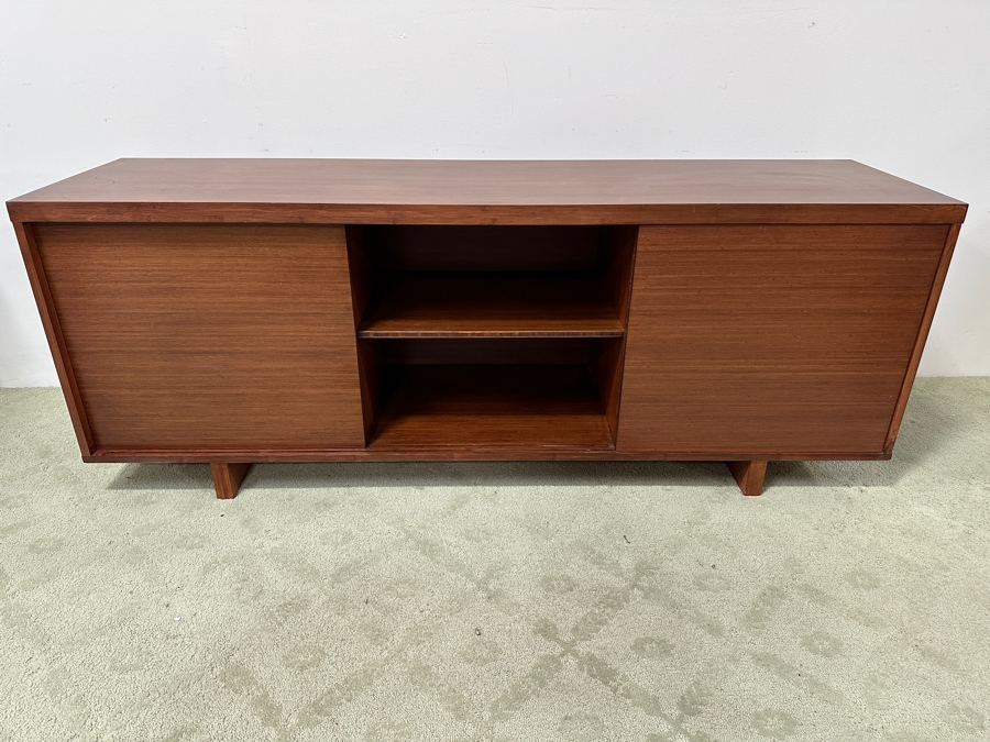 Wooden George Nakashima Style Cabinet Credenza With Three Sliding Doors Make Unknown 72W X 19D X 27H [Photo 6]