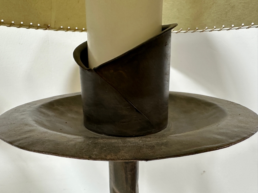 Pair Of Heavy Solid Spanish Style Wrought Iron Floor Lamps With Tripod Bases 69'H [Photo 4]