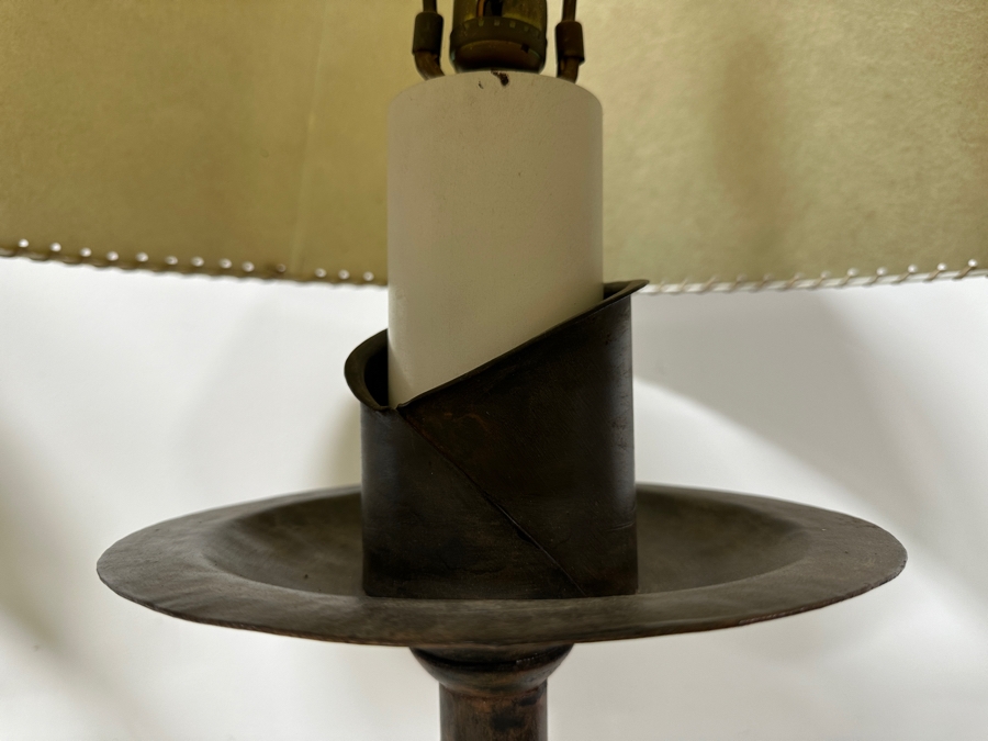 Pair Of Heavy Solid Spanish Style Wrought Iron Floor Lamps With Tripod Bases 69'H [Photo 3]