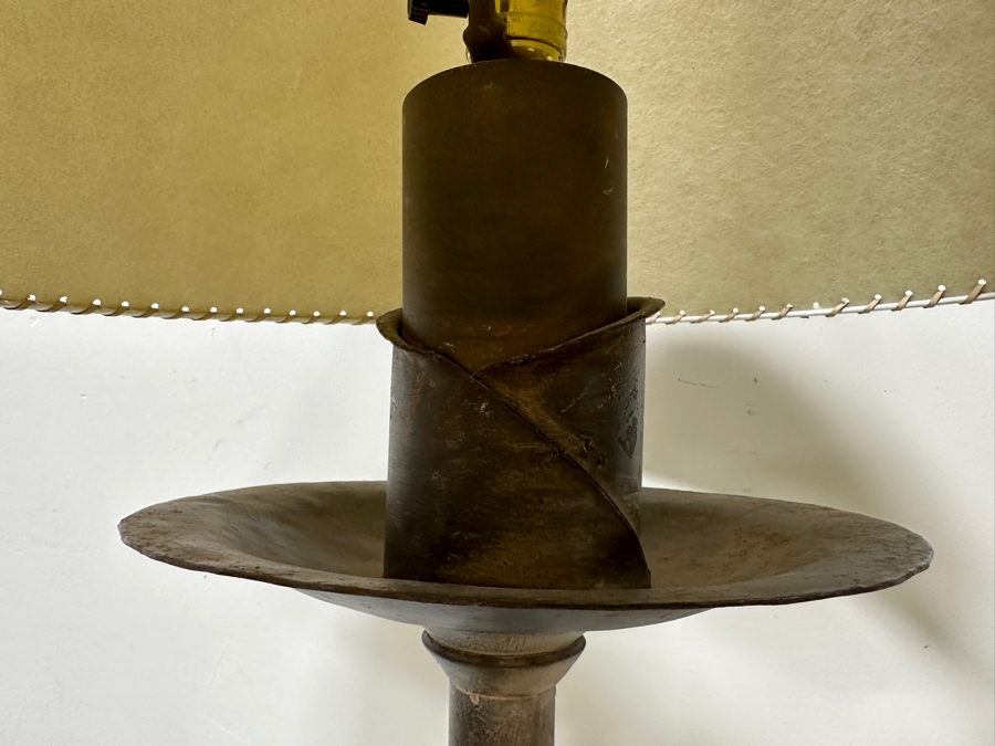 Pair Of Heavy Solid Spanish Style Wrought Iron Floor Lamps With Tripod Bases 69'H [Photo 5]