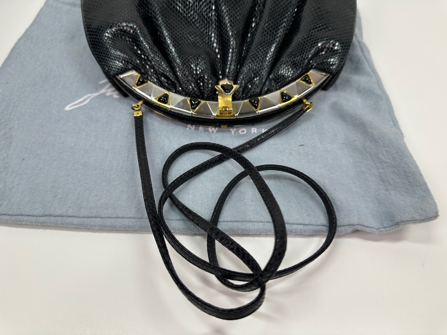 Vintage Judith Leiber Reptile Leather Handbag With Comb And Mirror Plus The Original Dust Bag And Original Judith Leiber Box [Photo 9]