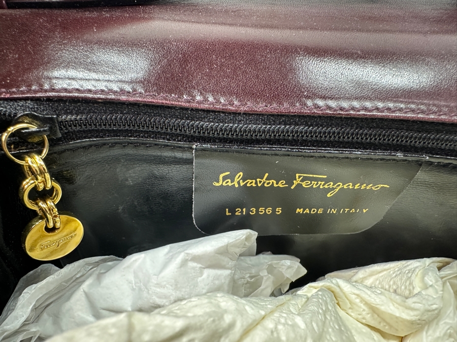 Salvatore Ferragamo Leather Handbag Made In Italy Estimate $200 [Photo 10]