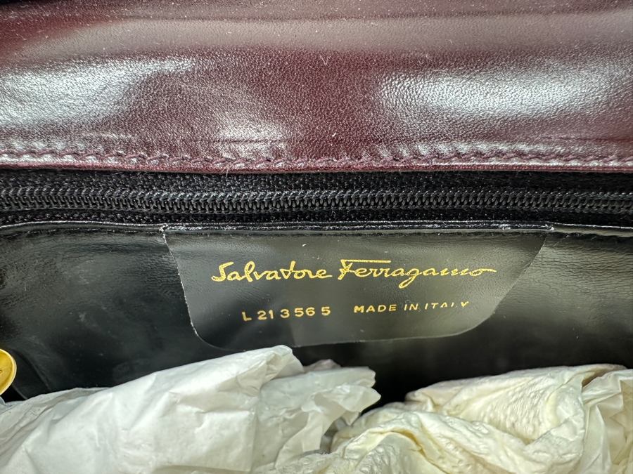 Salvatore Ferragamo Leather Handbag Made In Italy Estimate $200 [Photo 11]