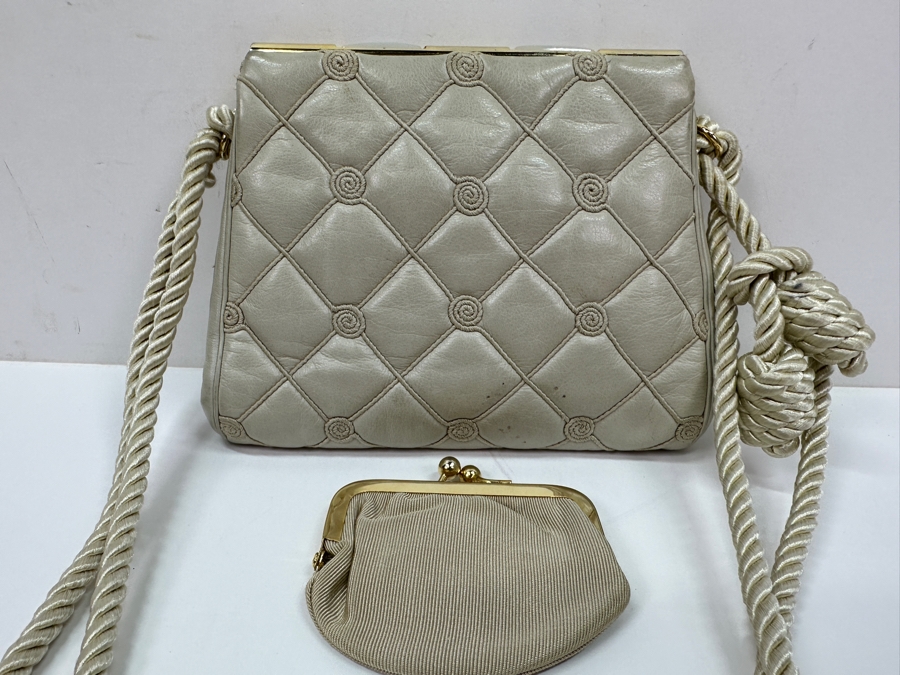 Vintage Judith Leiber Quilted Leather Should Handbag With Change Purse And Original Judith Leiber Dust Bag [Photo 4]
