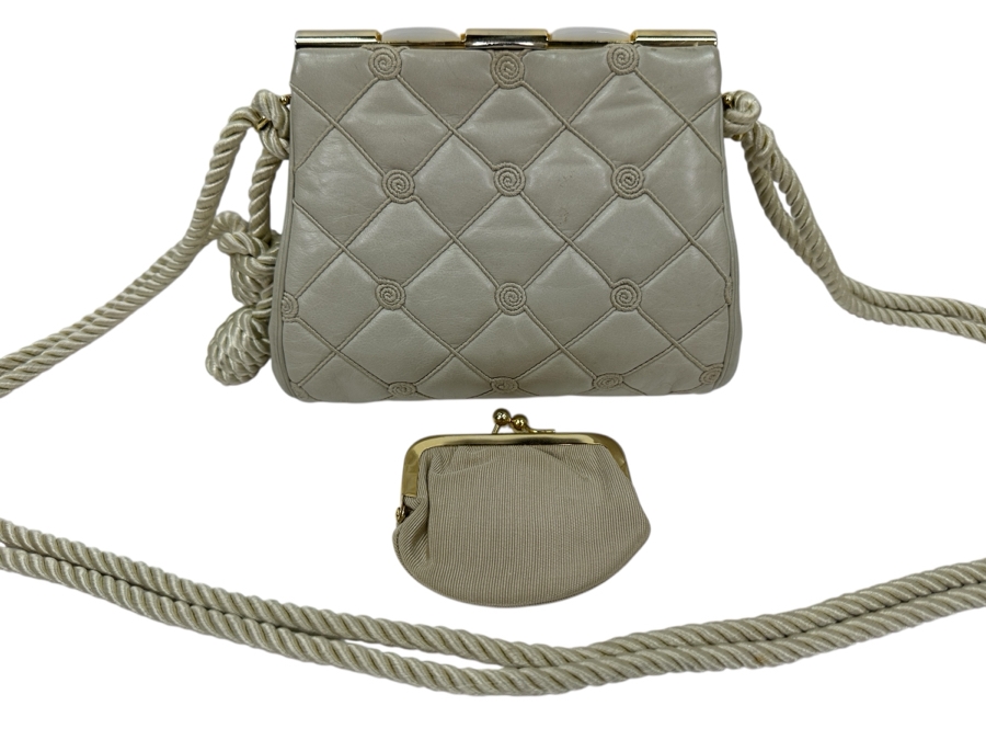 Vintage Judith Leiber Quilted Leather Should Handbag With Change Purse And Original Judith Leiber Dust Bag