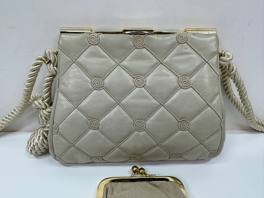 Vintage Judith Leiber Quilted Leather Should Handbag With Change Purse And Original Judith Leiber Dust Bag [Photo 2]