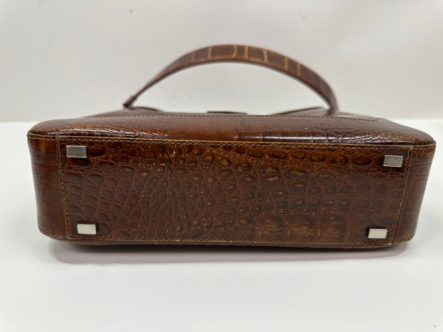 Celine Paris Embossed Crocodile Leather Handbag With Original Dust Bag Estimate $1,000 [Photo 5]