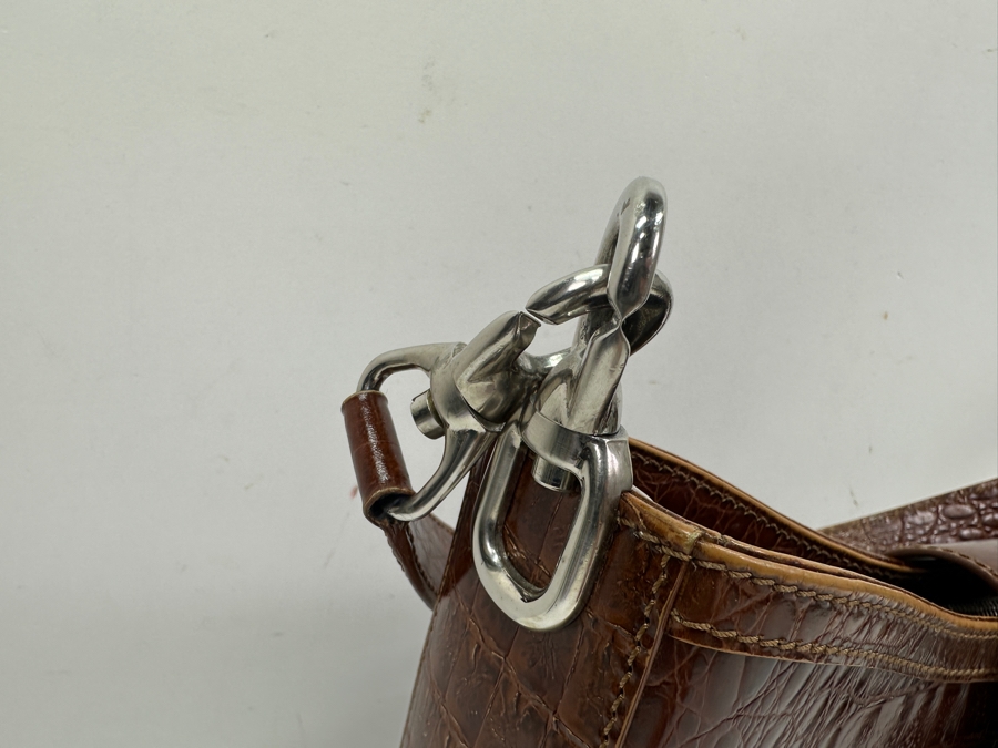 Celine Paris Embossed Crocodile Leather Handbag With Original Dust Bag Estimate $1,000 [Photo 3]