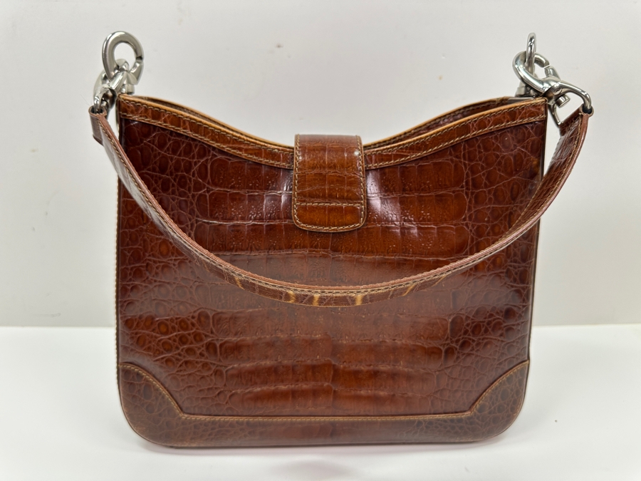 Celine Paris Embossed Crocodile Leather Handbag With Original Dust Bag Estimate $1,000 [Photo 4]
