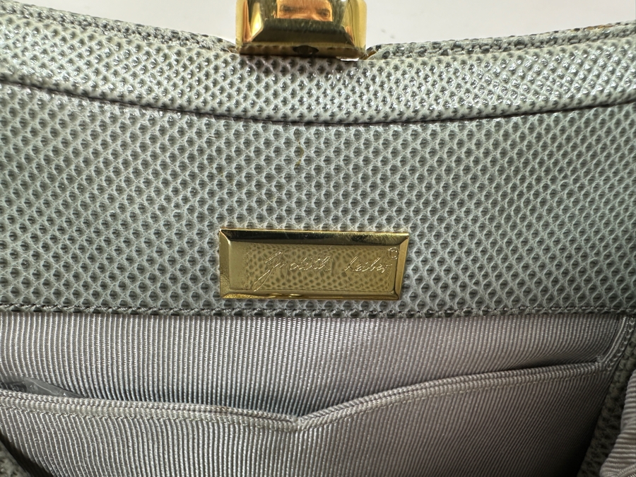 Vintage Judith Leiber Reptile Leather Handbag With Comb, Mirror And Change Purse Plus The Original Dust Bag And Original Judith Leiber Box [Photo 11]