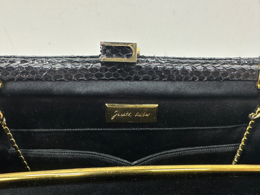 Vintage Judith Leiber Reptile Leather Clutch Handbag With Change Purse And Dust Bag [Photo 6]