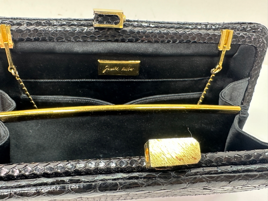 Vintage Judith Leiber Reptile Leather Clutch Handbag With Change Purse And Dust Bag [Photo 5]