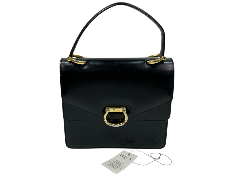 Vintage 1999 Celine Paris Double Flap Tote Handbag With Original Dust Bag Estimate $750