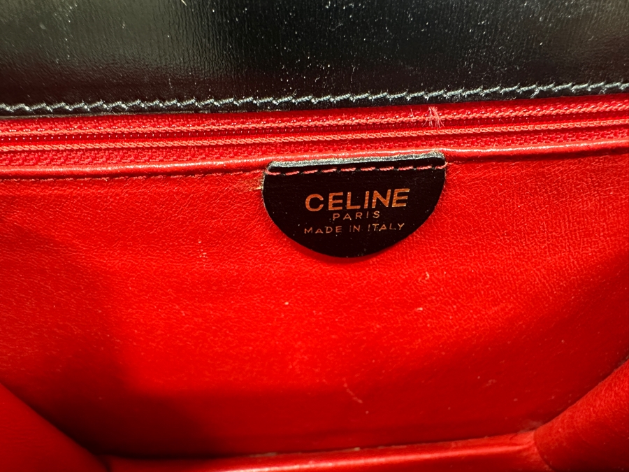 Vintage 1999 Celine Paris Double Flap Tote Handbag With Original Dust Bag Estimate $750 [Photo 12]