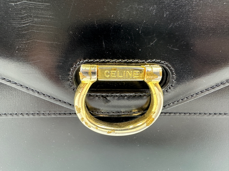 Vintage 1999 Celine Paris Double Flap Tote Handbag With Original Dust Bag Estimate $750 [Photo 6]