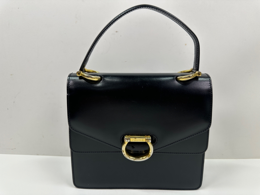 Vintage 1999 Celine Paris Double Flap Tote Handbag With Original Dust Bag Estimate $750 [Photo 4]