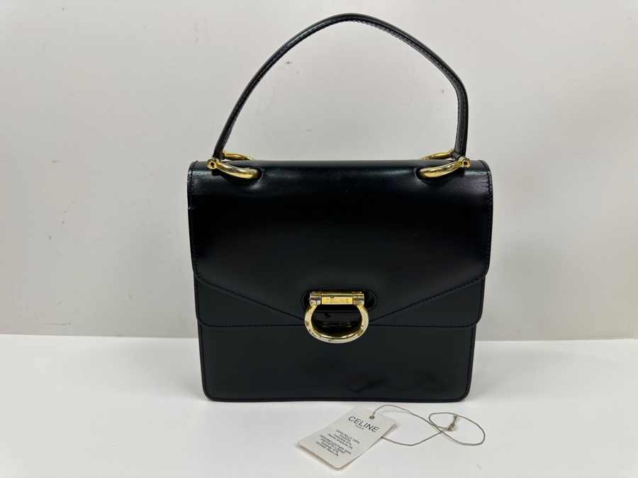 Vintage 1999 Celine Paris Double Flap Tote Handbag With Original Dust Bag Estimate $750 [Photo 3]