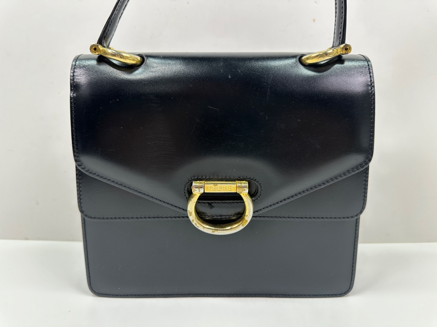 Vintage 1999 Celine Paris Double Flap Tote Handbag With Original Dust Bag Estimate $750 [Photo 5]
