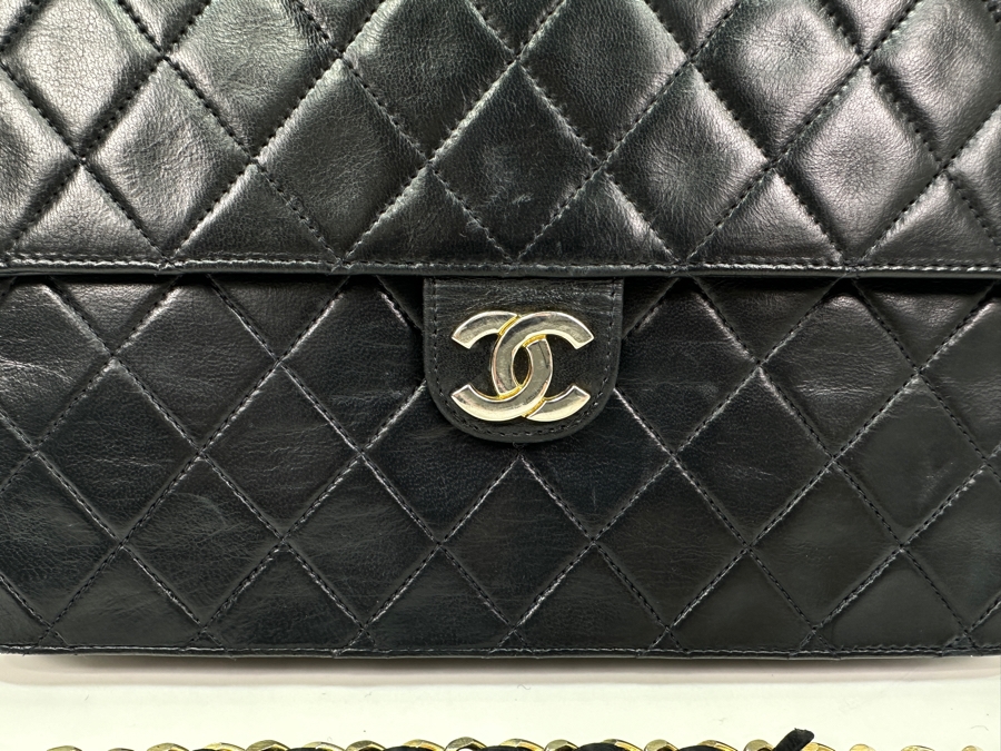 Vintage Chanel Classic Handbag In Lambskin Leather With Gold-Tone Metal Chain Straight Flap Estimate $3,800 [Photo 4]