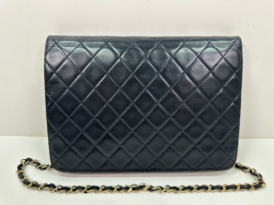 Vintage Chanel Classic Handbag In Lambskin Leather With Gold-Tone Metal Chain Straight Flap Estimate $3,800 [Photo 5]