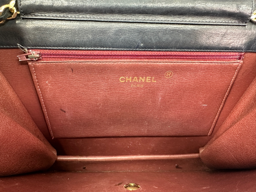 Vintage Chanel Classic Handbag In Lambskin Leather With Gold-Tone Metal Chain Straight Flap Estimate $3,800 [Photo 12]