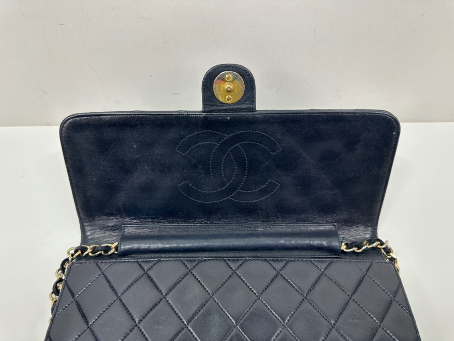Vintage Chanel Classic Handbag In Lambskin Leather With Gold-Tone Metal Chain Straight Flap Estimate $3,800 [Photo 10]