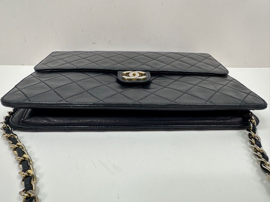 Vintage Chanel Classic Handbag In Lambskin Leather With Gold-Tone Metal Chain Straight Flap Estimate $3,800 [Photo 6]