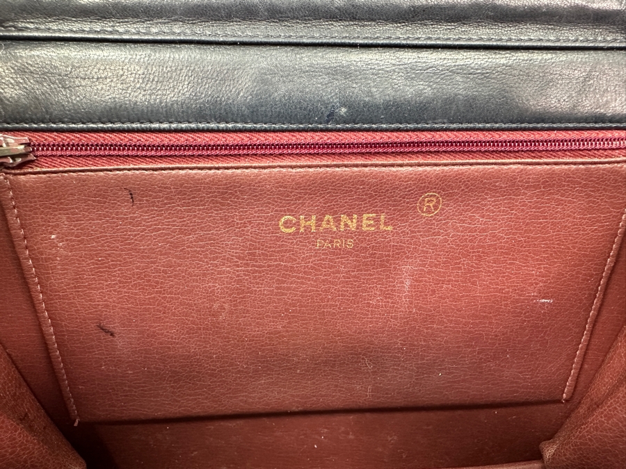 Vintage Chanel Classic Handbag In Lambskin Leather With Gold-Tone Metal Chain Straight Flap Estimate $3,800 [Photo 13]