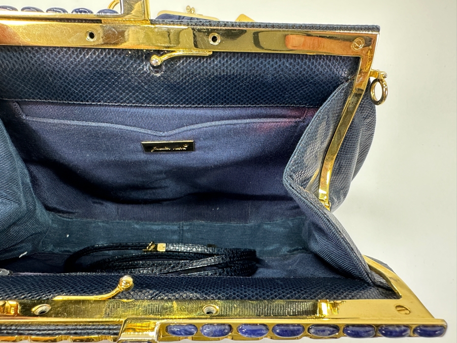 Vintage Judith Leiber Reptile Leather Handbag With Comb, Mirror And Change Purse Plus The Original Dust Bag [Photo 9]
