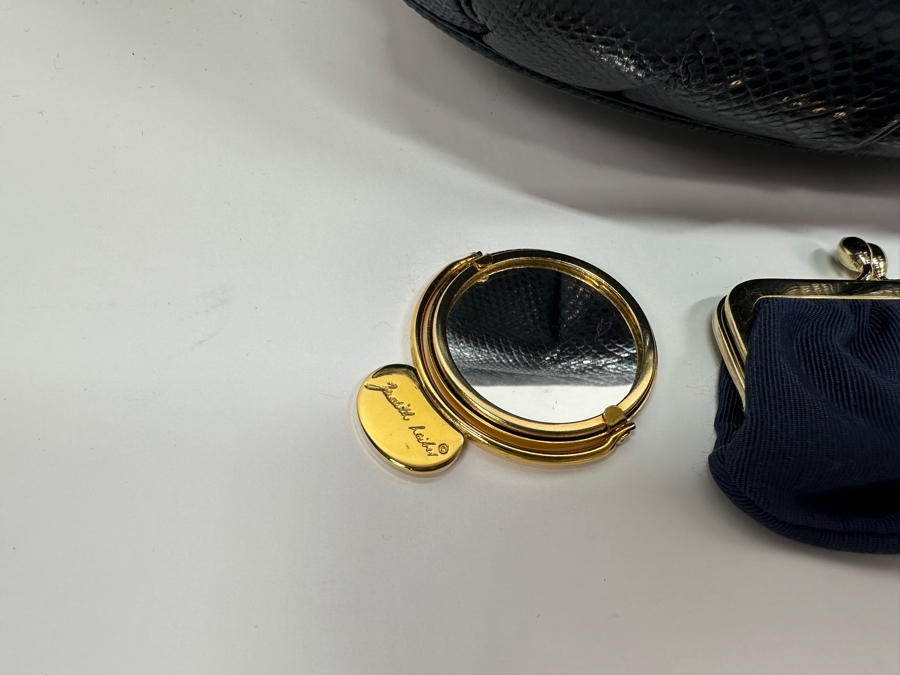 Vintage Judith Leiber Reptile Leather Handbag With Comb, Mirror And Change Purse Plus The Original Dust Bag [Photo 6]