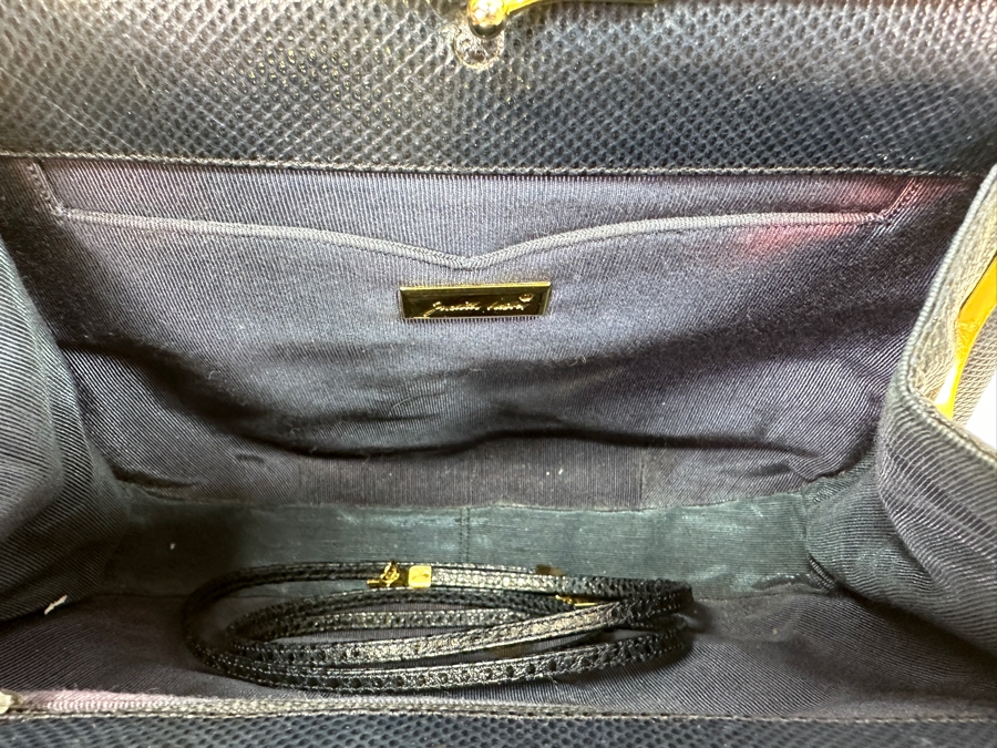 Vintage Judith Leiber Reptile Leather Handbag With Comb, Mirror And Change Purse Plus The Original Dust Bag [Photo 8]