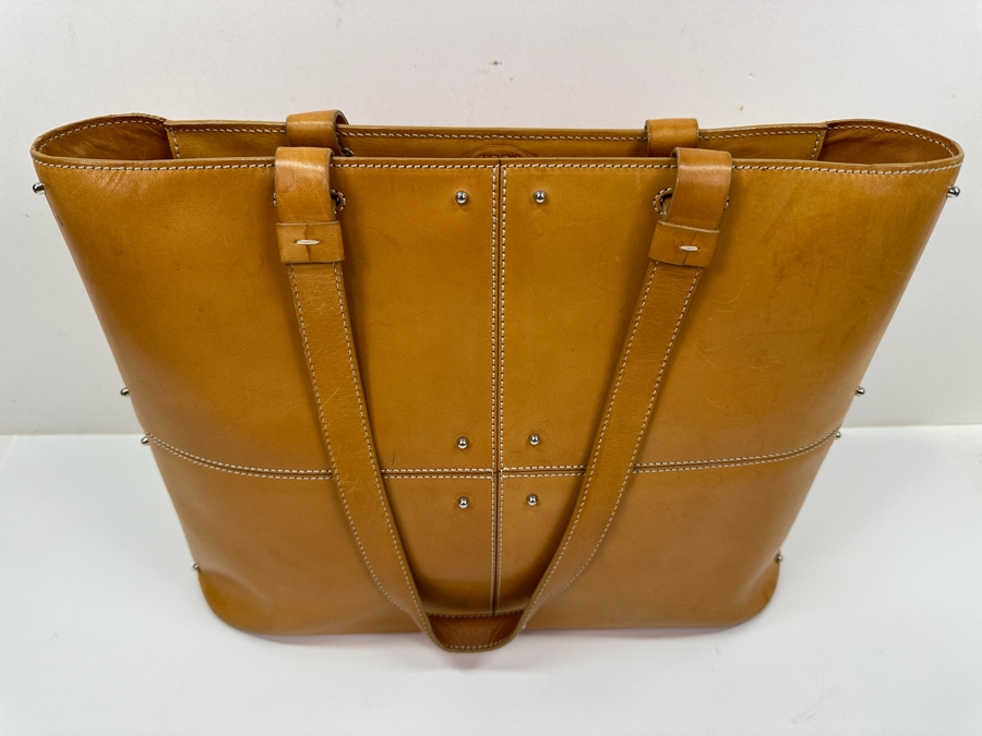 Vintage J. P. Tod's Studded Leather Tote Handbag With Original Dust Bag Estimate $150 [Photo 3]