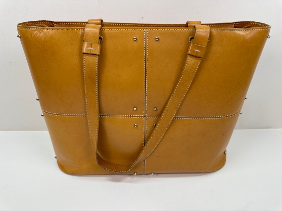Vintage J. P. Tod's Studded Leather Tote Handbag With Original Dust Bag Estimate $150 [Photo 6]