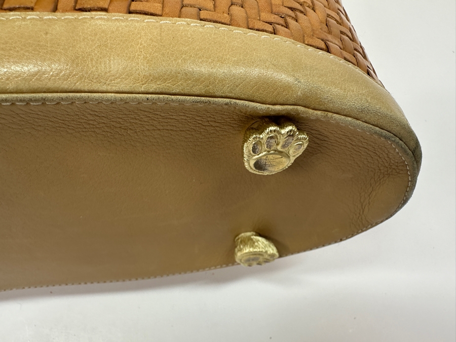 Vintage 1991 Barry Kieselstein-Cord Woven Leather Shoulder Handbag With Poodle Charm And Original Dust Bag Estimate $900 [Photo 9]