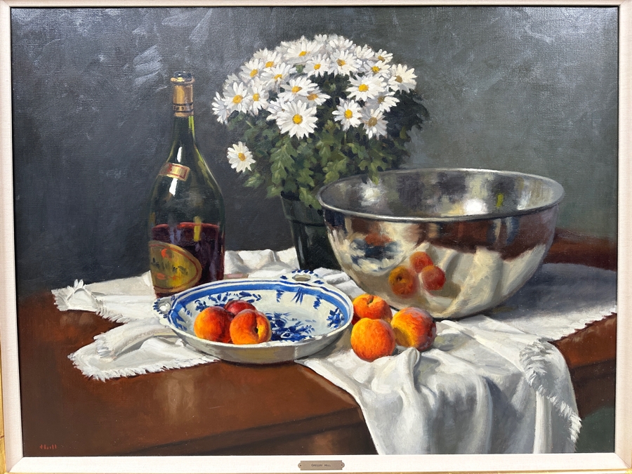 Just Added - Gregory Hull (B. 1950, American) Original Still Life Oil Painting On Canvas Titled “Summer Reflections” 40 X 30 Framed 45.5 X 36 Estimate $2,000-$3,000