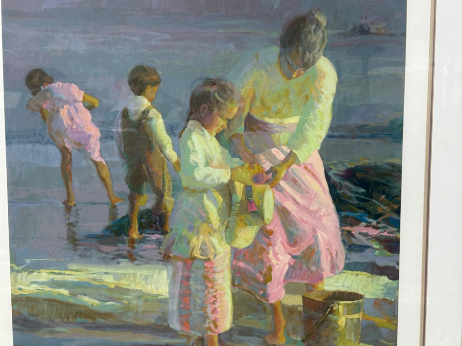Just Added - Don Hatfield Limited Edition Artist Signed Serigraph Titled “Playing At The Shore” Artist Proof Numbered AP 4 Of 85 25 X 27.5 Framed 37.5 X 40 [Photo 6]