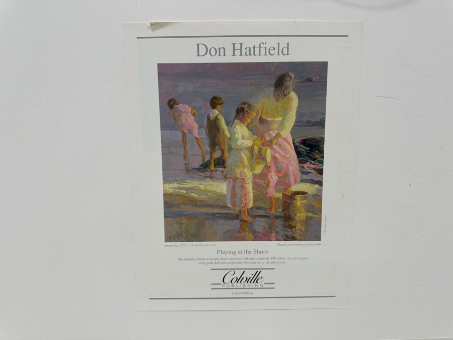 Just Added - Don Hatfield Limited Edition Artist Signed Serigraph Titled “Playing At The Shore” Artist Proof Numbered AP 4 Of 85 25 X 27.5 Framed 37.5 X 40 [Photo 11]