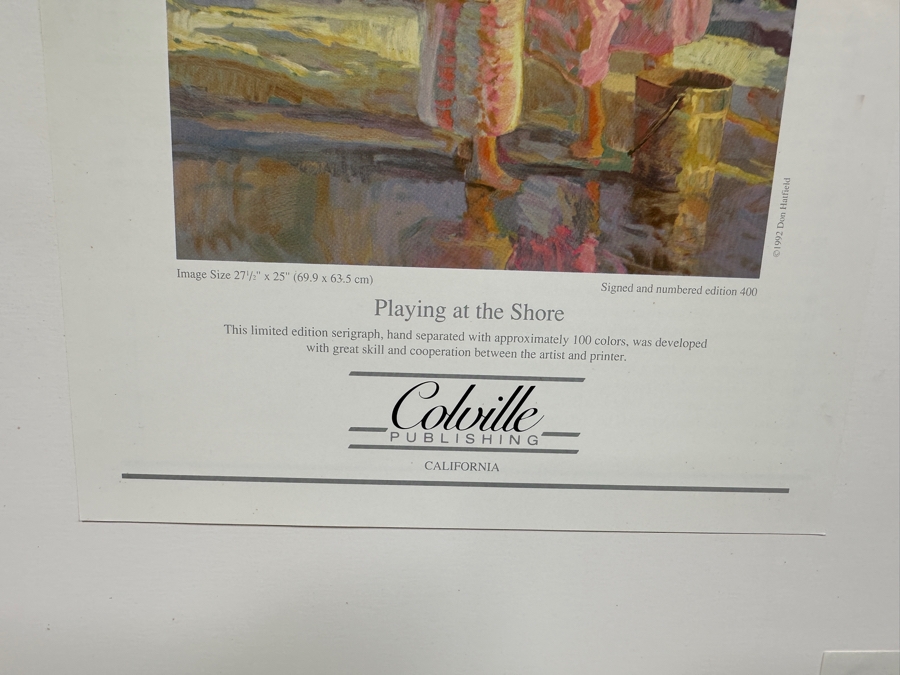 Just Added - Don Hatfield Limited Edition Artist Signed Serigraph Titled “Playing At The Shore” Artist Proof Numbered AP 4 Of 85 25 X 27.5 Framed 37.5 X 40 [Photo 12]
